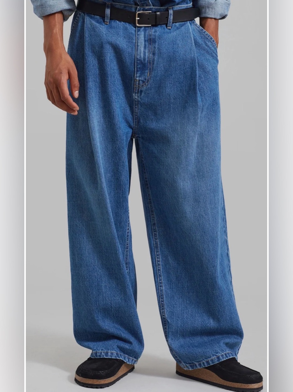 The Frankie Shop Relaxed Wide-Leg Blue Denim Jeans